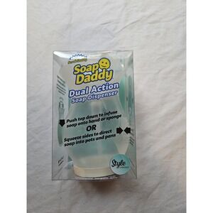 Scrub Daddy Dual Action Clear Plastic Soap Dispenser for Bathroom or Kitchen
